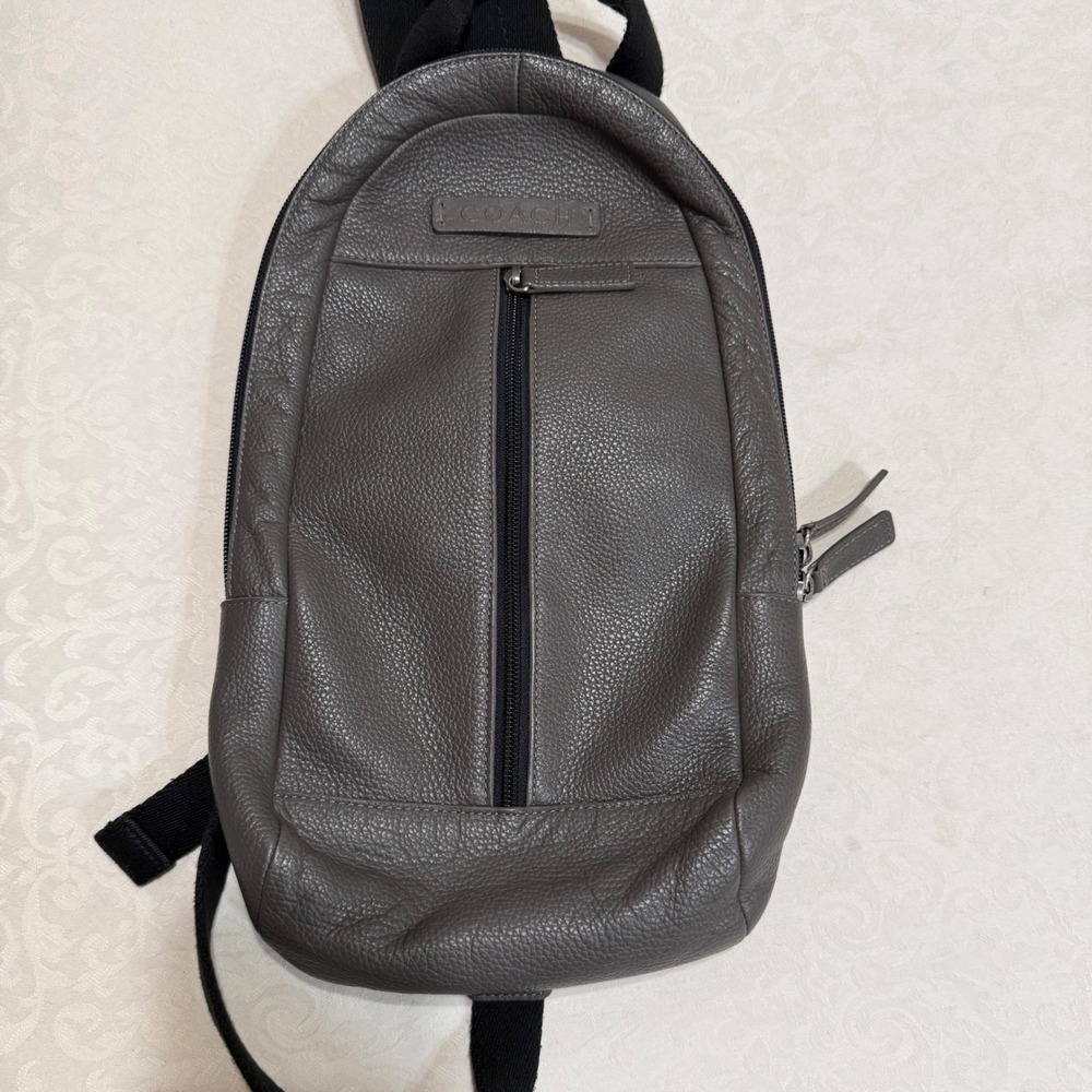 Coach Sling Backpack Mens OS Grey Leather F70691 Crossbody Commuter Luxury - Picture 7 of 16
